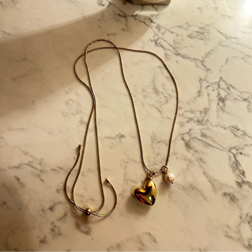 Gold‎ Toned Long Heart Necklace